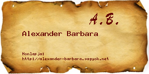 Alexander Barbara névjegykártya