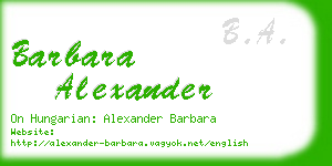 barbara alexander business card